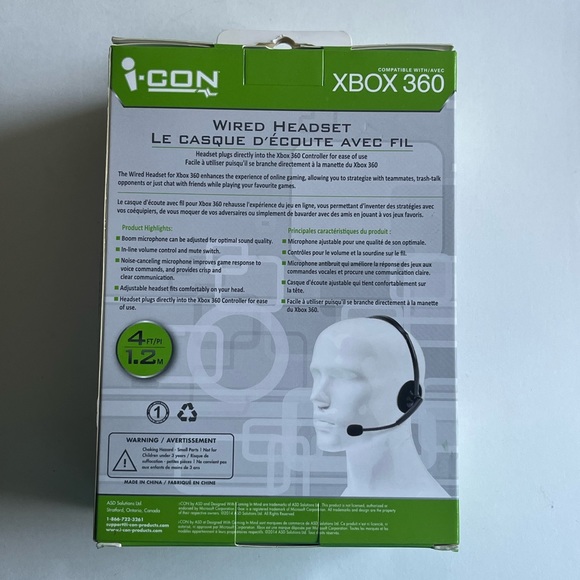 Xbox 360 Wired Headset / New / iCON - Picture 6 of 7